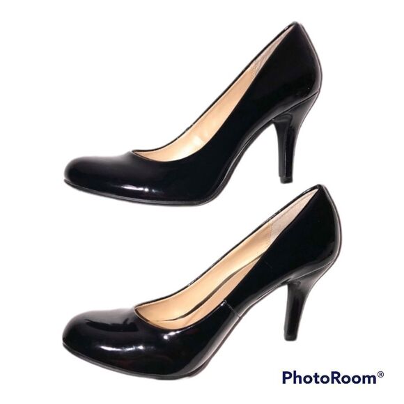 Mootsies Tootsies Glossy Black Heels Round Toe Classic & Timless - Picture 3 of 12